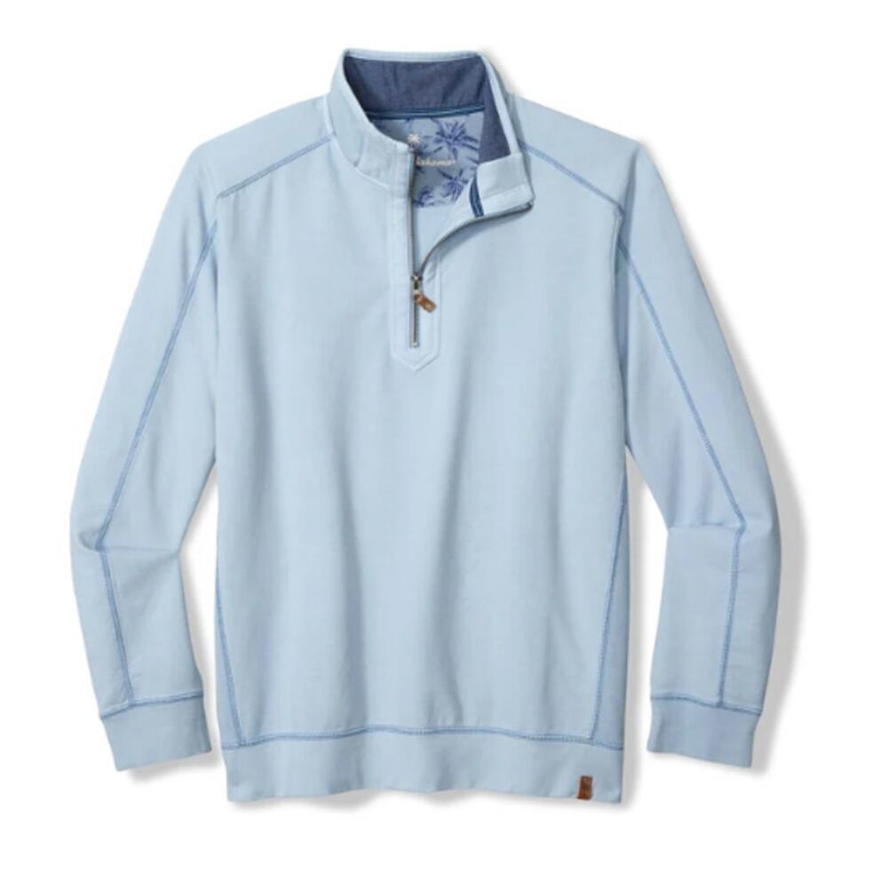 Tommy Bahama Men's Silvery Blue Ben and Terry Half Zip Sweatshirt Size XXL
